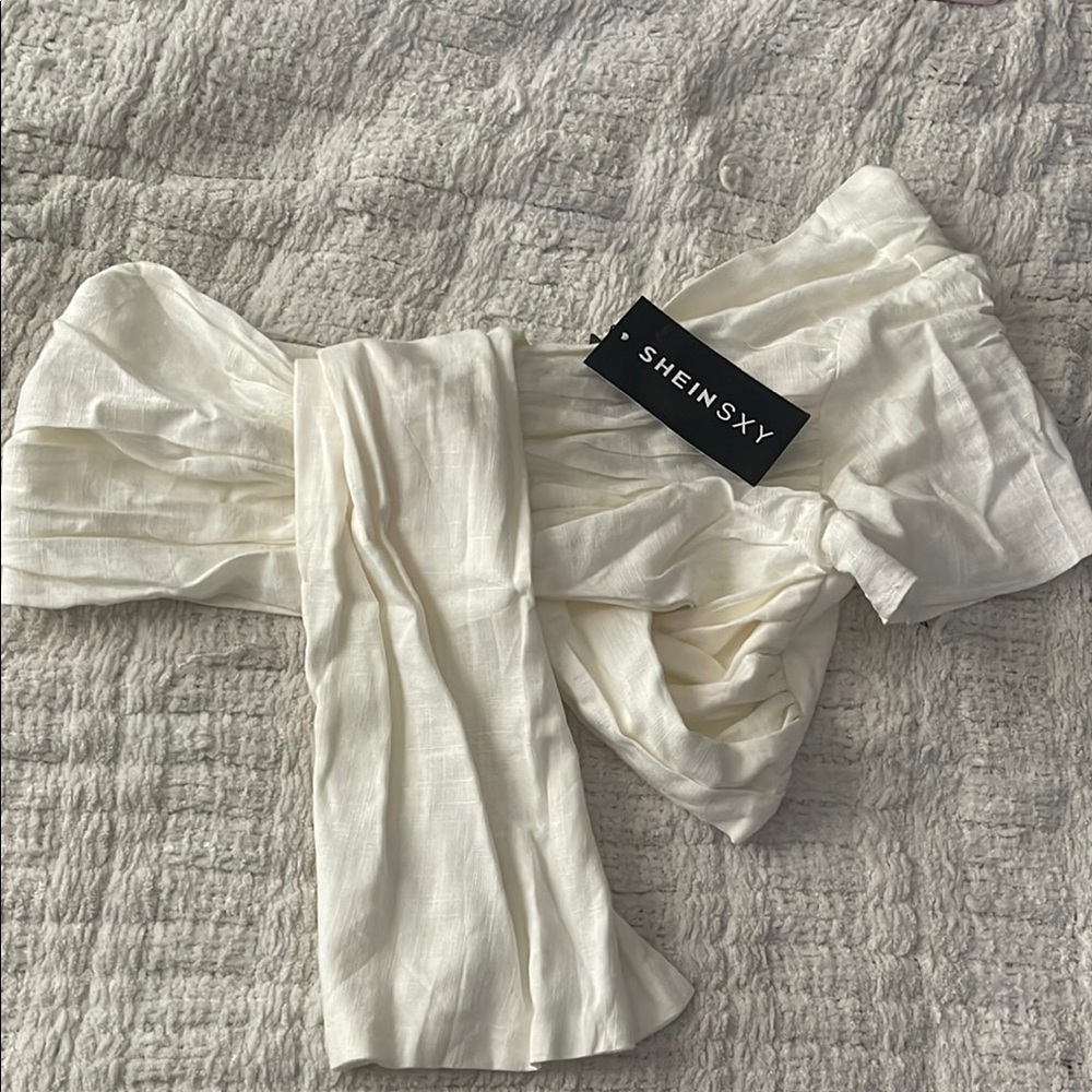 SHEIN SXY Cream Off-Shoulder Top